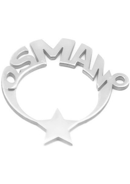 Isme Özel Yazılı Ayyıldız Motifli 925 Ayar Gümüş Püskül Ucu