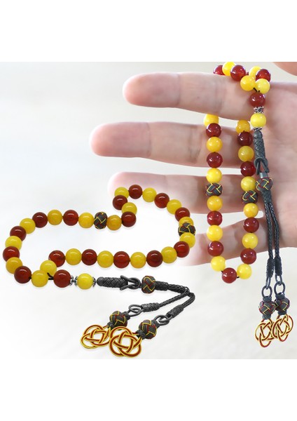 1000 Ayar Gümüş Kazaz Püsküllü Küre Kesim Sarı Kırmızı Jade Akik Doğaltaş Taraftar Tesbih fiyatları