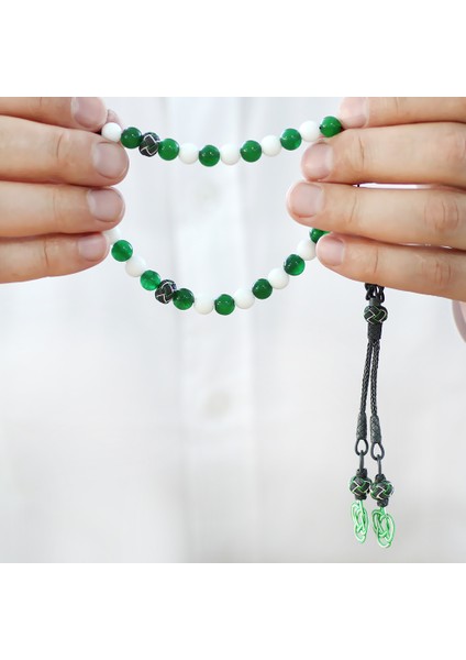 1000 Ayar Gümüş Kazaz Püsküllü Küre Kesim Yeşil Beyaz Jade Doğaltaş Taraftar Tesbih modelleri