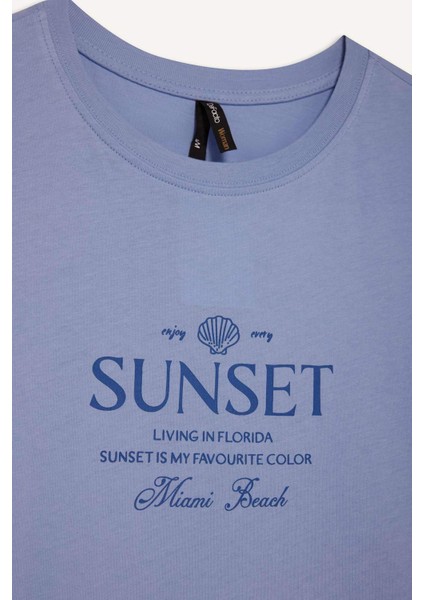 Regular Fit Bisiklet Yaka Baskılı Penye Kısa Kollu Tişört F5890AX25SM