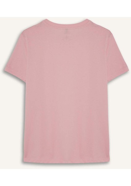 Regular Fit Bisiklet Yaka Baskılı Penye Kısa Kollu Tişört F5889AX25SM