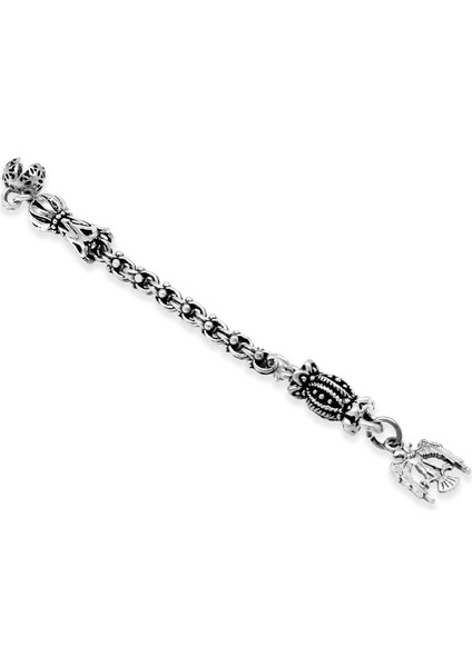 Selçuklu Kartalı Temalı Arnavut Zincirli Tek Kamçılı Kararmaz Metal Püskül