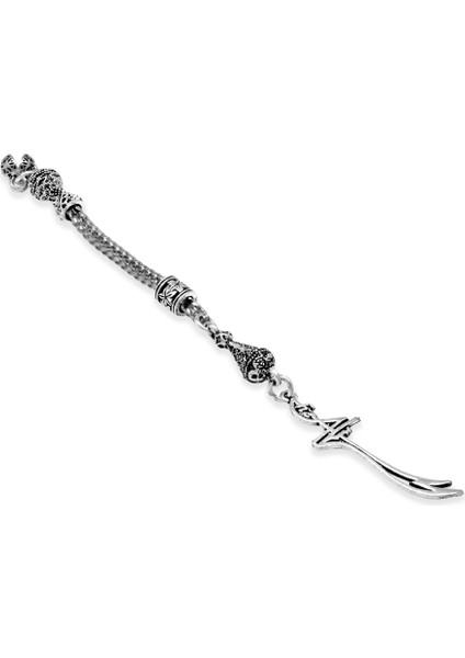 Zülfikar Temalı Foxtail Zincirli Tek Kamçılı Kararmaz Metal Püskül