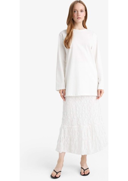 Regular Fit Bisiklet Yaka Uzun Kollu Tişört Tunik