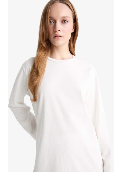 Regular Fit Bisiklet Yaka Uzun Kollu Tişört Tunik