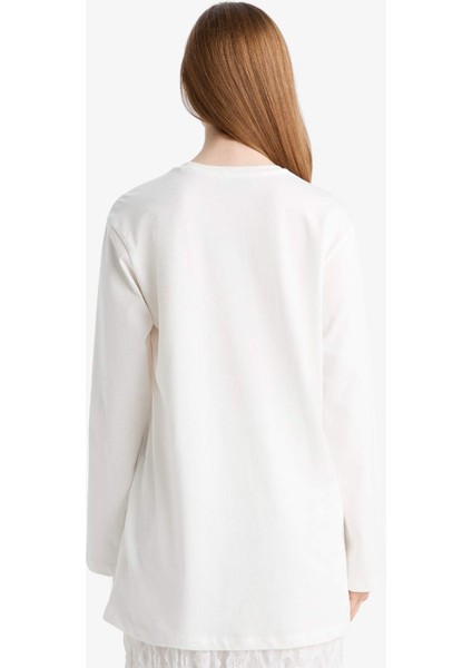 Regular Fit Bisiklet Yaka Uzun Kollu Tişört Tunik