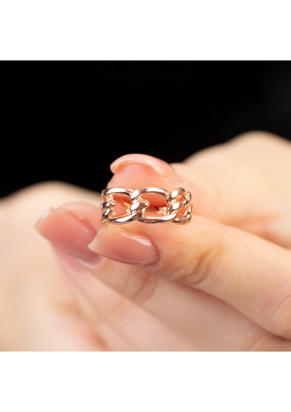 Örgü Tasarım Rose Renk Ayarlanabilir Ölçü 925 Ayar Gümüş Kadın Yüzük indirimleri