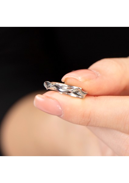 Helezon Tasarım Gümüş Renk Ayarlanabilir Ölçü 925 Ayar Gümüş Kadın Yüzük indirimleri