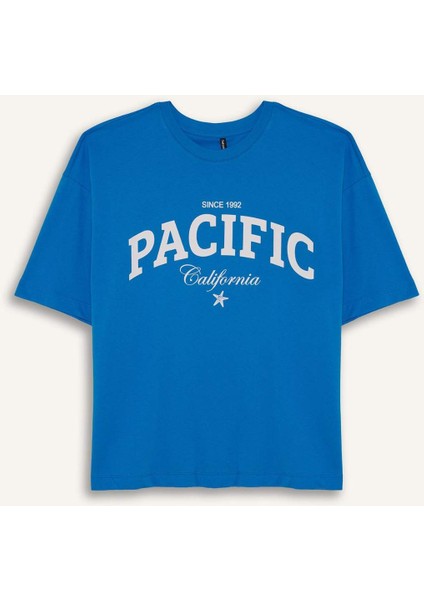 Regular Fit Bisiklet Yaka Baskılı Penye Kısa Kollu Tişört F5883AX25SM