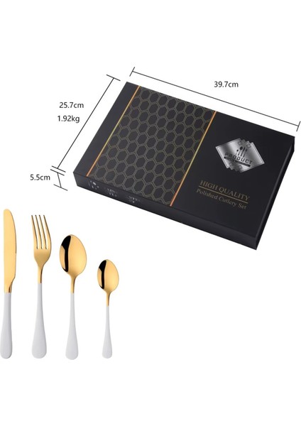 Premium 304 Paslanmaz Çelik 24 Parça Çatal Kaşık Bıçak Takımı – 6 Kişilik Sofra Seti Beyaz Renk fiyatları