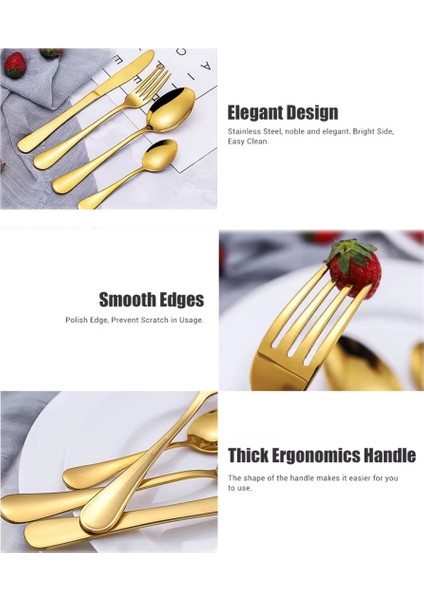 Premium 304 Paslanmaz Çelik 24 Parça Çatal Kaşık Bıçak Takımı – 6 Kişilik Sofra Seti Beyaz Renk