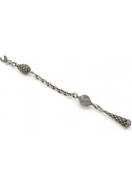 Gümüş Renk Arnavut Zincirli Tek Kamçılı Kararmaz Metal Püskül