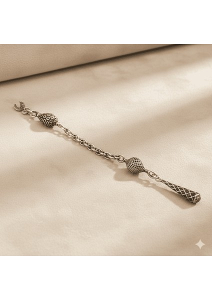 Gümüş Renk Arnavut Zincirli Tek Kamçılı Kararmaz Metal Püskül fırsatları