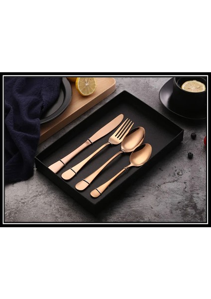 Premium Paslanmaz Çelik 4 Parça Çatal Kaşık Bıçak Takımı – 1 Kişilik Sofra Seti Altın Renk indirimleri