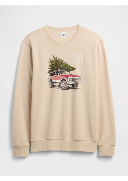 Erkek Bej Gap Logo Fleece Sweatshirt fiyatları