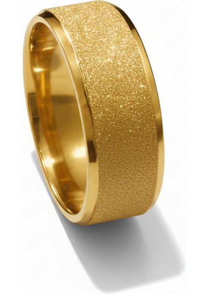 Altın Renk Zarif Tasarım 316L Kalite Paslanmaz Çelik Kadın Yüzük Alyans - 19 Ölçü