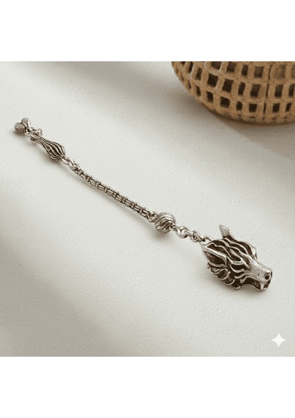 Bozkurt Temalı Gümüş Renk Arnavut Zincirli Tek Kamçılı Kararmaz Metal Püskül fiyatları