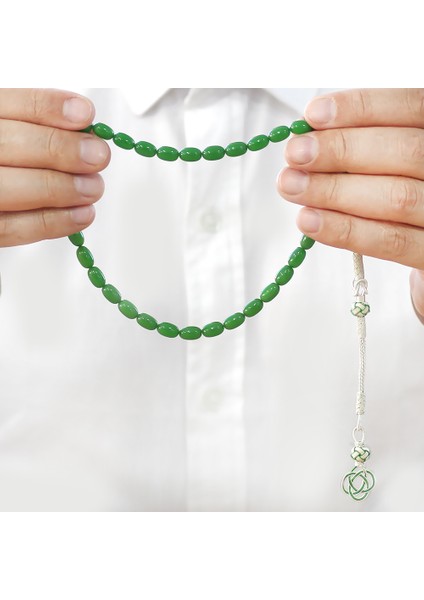 1000 Ayar Gümüş Kazaz Püsküllü Özel Kesim Zümrüt Yeşil Sıkma Kehribar Tesbih fırsatları