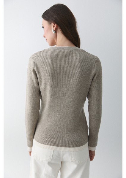 Açık Vizon 2 Patlı Düğmeli Kazak - 251023 fırsatları