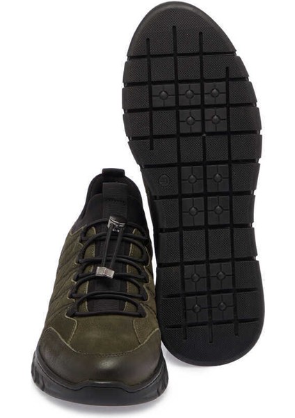 Haki Hakiki Nubuk Deri Erkek Sneaker - E24S1AY56980-G98