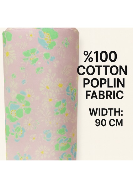 %100 Pamuk Poplin Kumaş 90 cm Eninde Dikiş ve Hobi Kumaşı