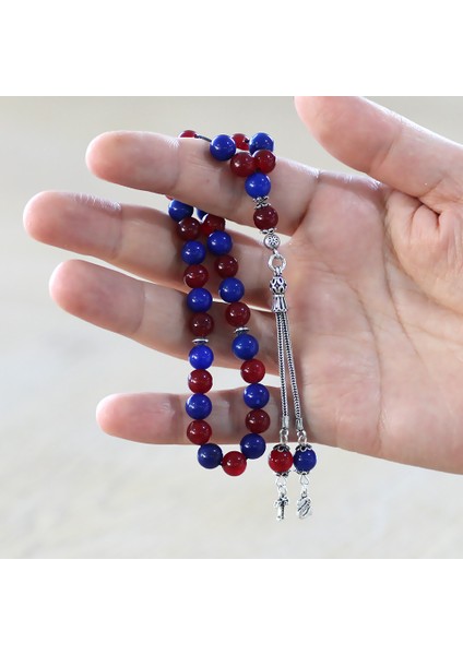 925 Ayar Gümüş Isme Özel Harf Püsküllü Küre Kesim Bordo Mavi Jade Doğaltaş Taraftar Tesbih fırsatları