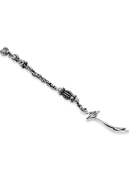 Zülfikar Temalı Arnavut Zincirli Tek Kamçılı Kararmaz Metal Püskül