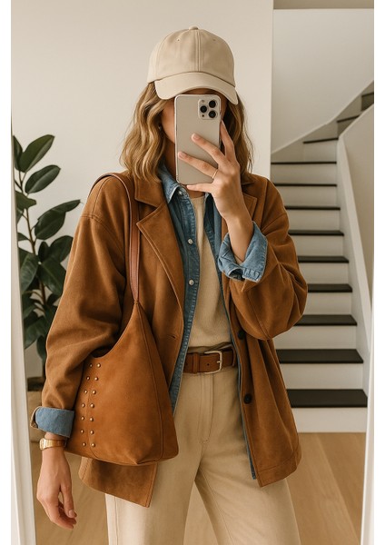 Trok Detaylı Süet Omuz Çantası Pablo