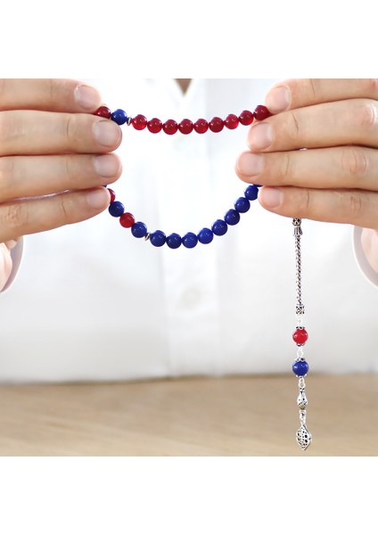 925 Ayar Gümüş Püsküllü Küre Kesim Bordo Mavi Jade Doğaltaş Taraftar Tesbih modelleri