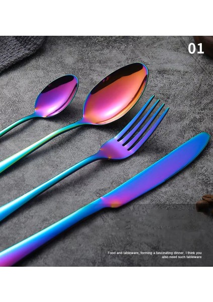 Premium 304 Paslanmaz Çelik 24 Parça Çatal Kaşık Bıçak Takımı – 6 Kişilik Sofra Seti Mavi Renk