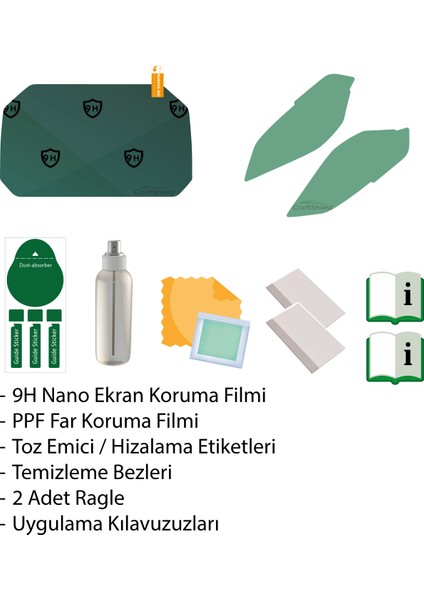 Bmw F 900 Xr (2020-2025) Uyumlu 6.5" Tft 9h Nano Ekran ve Ppf Far Koruyucu Set modelleri