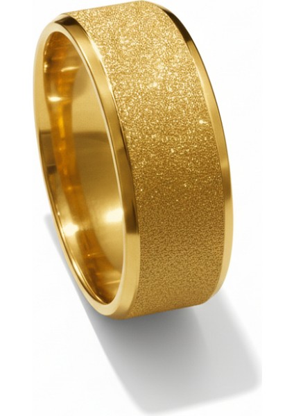 Altın Renk Zarif Tasarım 316L Kalite Paslanmaz Çelik Kadın Yüzük Alyans - 15 Ölçü