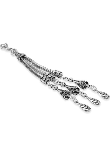 Buğday Temalı Foxtail Zincirli Üç Kamçılı Kararmaz Metal Püskül