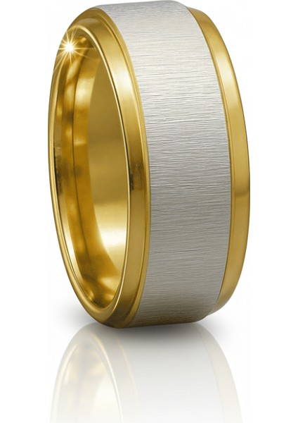 Altın ve Gümüş Renk 316L Kalite Paslanmaz Çelik Kadın Yüzük Alyans 21 Ölçü