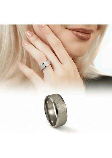 Gümüş Renk Zarif Tasarım 316L Kalite Paslanmaz Çelik Kadın Yüzük Alyans - 27 Ölçü fiyatları