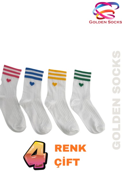 Bayan Kalpli Tenis Çorap 4 Çift Pamuklu Kadın Renkli Spor fiyatları