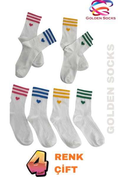 Bayan Kalpli Tenis Çorap 4 Çift Pamuklu Kadın Renkli Spor fırsatları