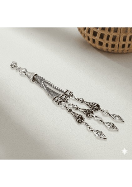 Anadolu Motifi Temalı Foxtail Zincirli Üç Kamçılı Kararmaz Metal Püskül fiyatları