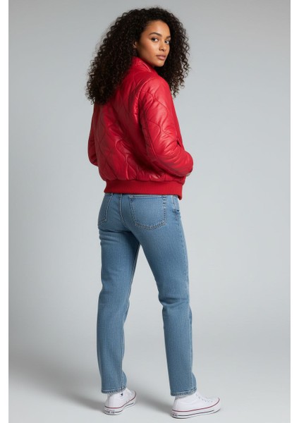 Şık ve Konforlu Kadın Kapitone Kısa Mont – Kırmızı fırsatları