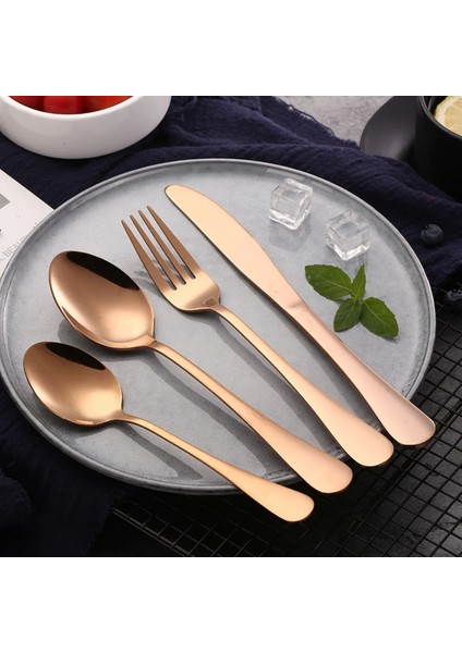 Premium Paslanmaz Çelik 4 Parça Çatal Kaşık Bıçak Takımı – 1 Kişilik Sofra Seti Bakır Renk fırsatları