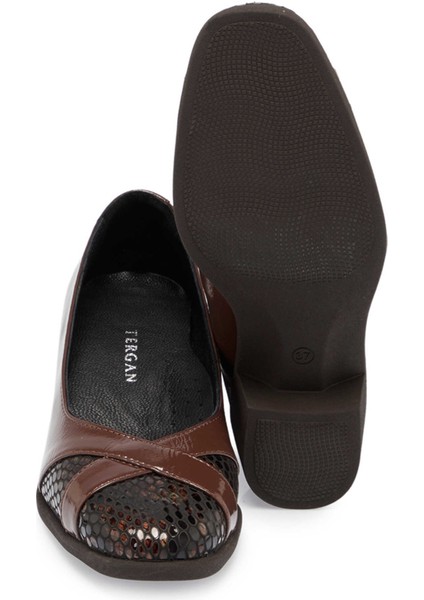 Kahve Hakiki Rugan Deri Kadın Topuklu Ayakkabı - K24S1AY67548-C88