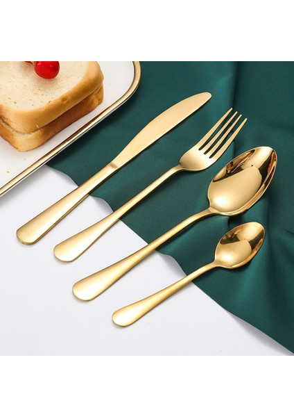 Premium 304 Paslanmaz Çelik 24 Parça Çatal Kaşık Bıçak Takımı – 6 Kişilik Sofra Seti Gold Rengi indirimleri