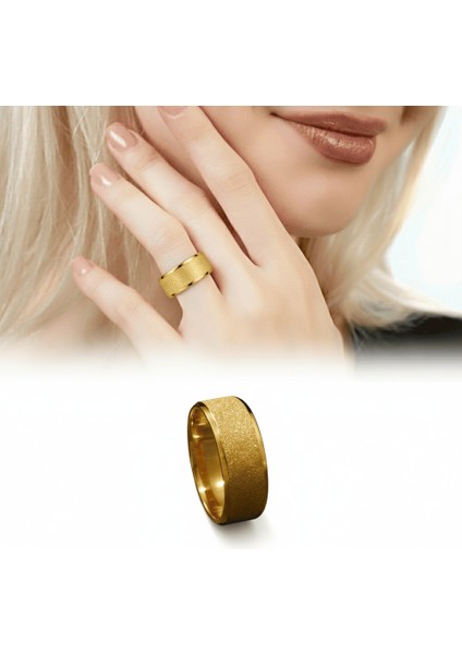 Altın Renk Zarif Tasarım 316L Kalite Paslanmaz Çelik Kadın Yüzük Alyans - 18 Ölçü modelleri