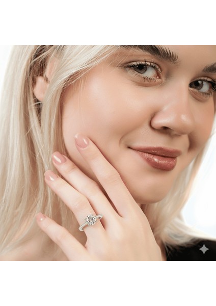 Beyaz Zirkon Taşlı Gümüş Renk Ayarlanabilir Ölçü Metal Kadın Tektaş Yüzük modelleri