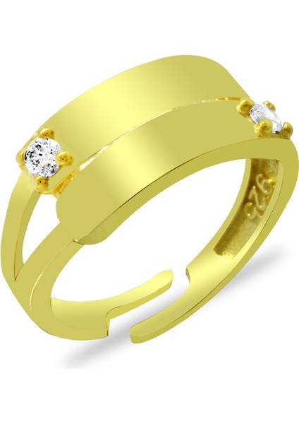 Zirkon Taşlı Altın Renk Ölçü Ayarlı Çift Sıra Isme Özel Harf Yazılı 925 Ayar Gümüş Kadın Yüzük fiyatları