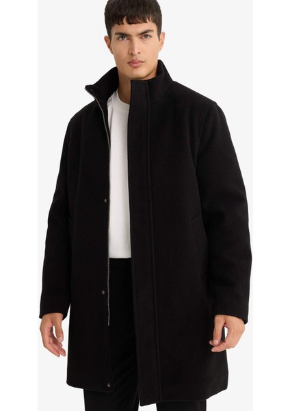 Regular Fit Dik Yaka Cepli Fermuarlı Astarlı Kaşe Parka F0752AX25WN