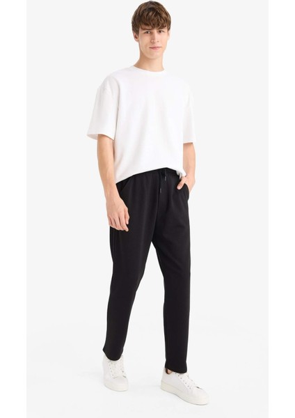 Regular Fit Basic Düz Beli Bağcıklı Düz Paça Cepli Eşofman Altı D6762AX25AU