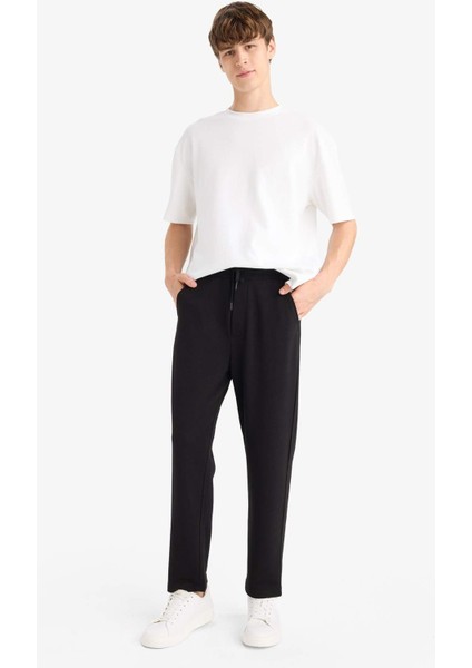 Regular Fit Basic Düz Beli Bağcıklı Düz Paça Cepli Eşofman Altı D6762AX25AU