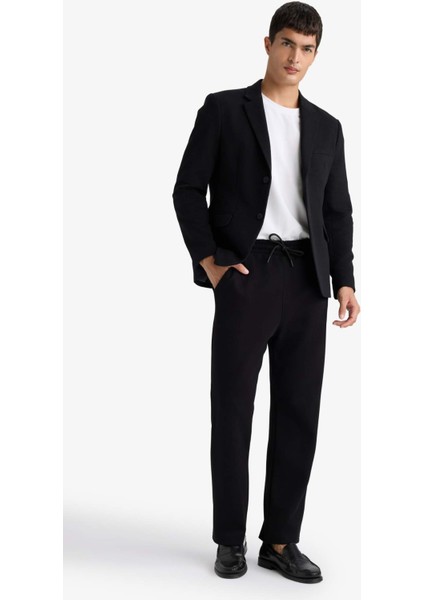 Regular Fit Beli Bağcıklı Düz Paça Cepli Eşofman Altı