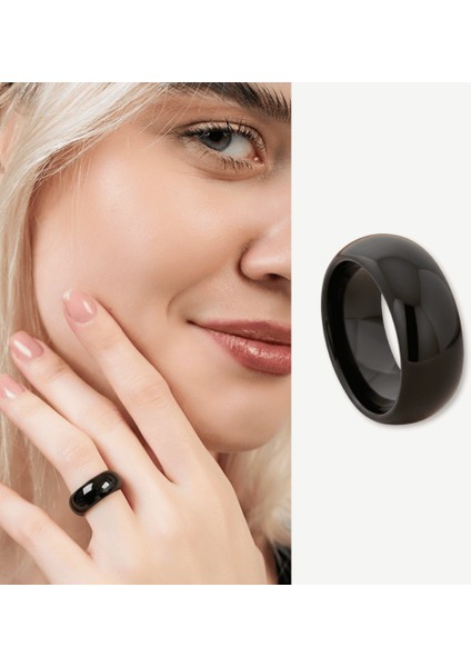 Metalik Gri Renkli Hematit Doğaltaş Kadın Yüzük 14 Ölçü fiyatları